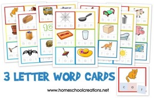 3 Letter Word Cards - 42 CVC words for children to sound and spell