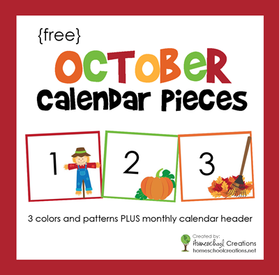 October Pocket Chart Calendar Numbers and Header