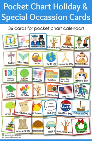 Pocket chart holiday and special occasion cards 