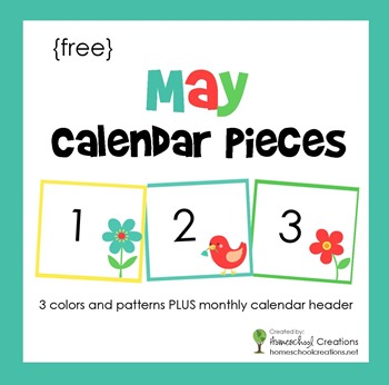 May pocket chart calendar pieces from homeschoolcreations.net