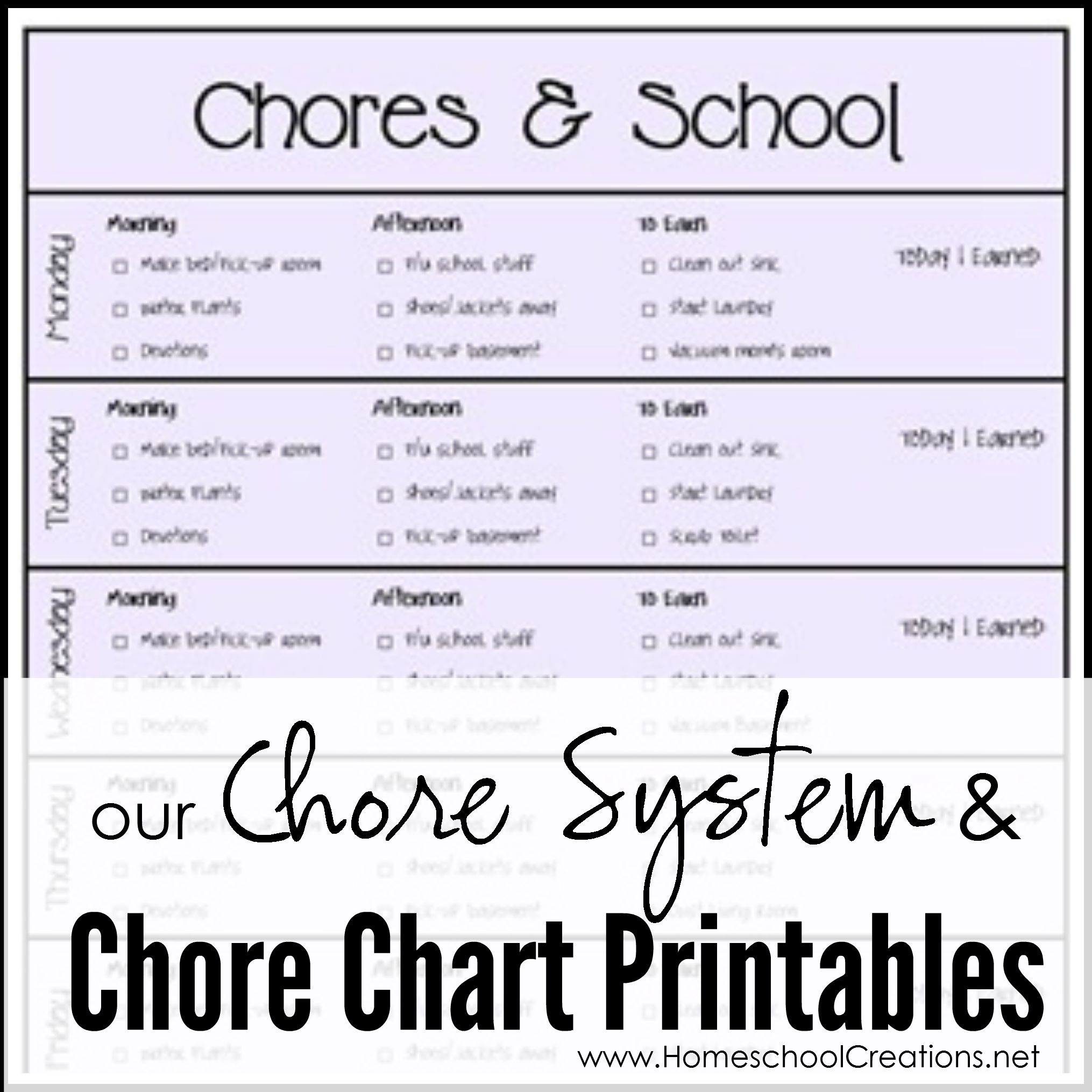 Our Chore System And Chore Charts For Kids Printables