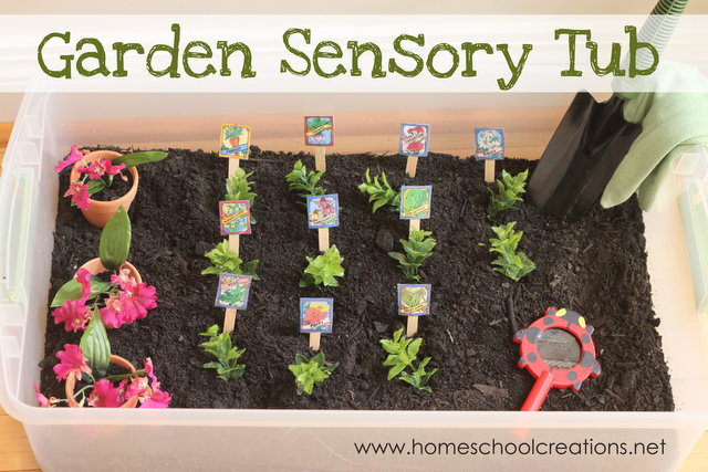 Garden themed sensory tub