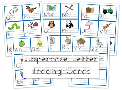 uppercase letter tracing cards preschool printables