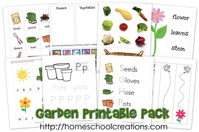 garden printable pack for preschool and kindergarten