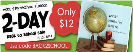 Homeschool Planner Sale August 2012