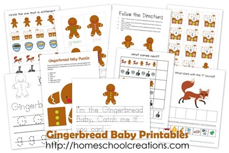 Gingerbread Baby printables for Preschool and Kindergarten