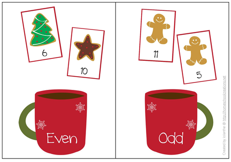 Christmas even and odd number sorting mat from www.homeschoolcreations.net