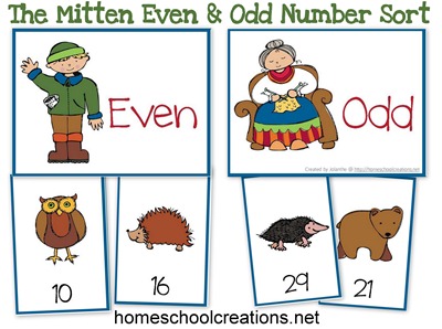 The Mitten by Jan Brett Number Sort Game