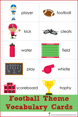 Football Vocabulary Cards for Read! Build! Write! Mats