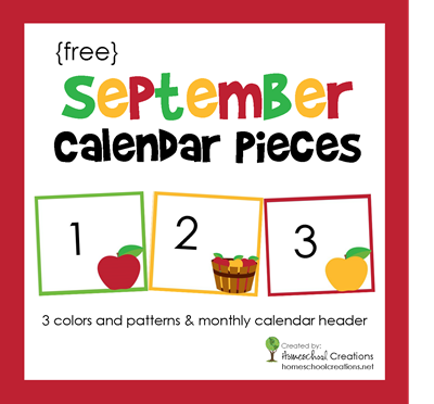 September Calendar Numbers free printable from Homeschool Creations