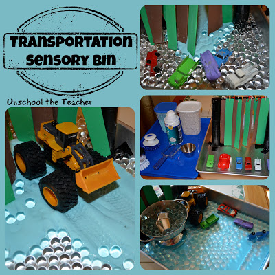 transportation sensory bins