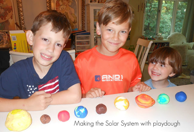 Making the solar system with playdough