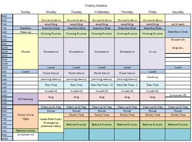 Homeschool Schedule 1