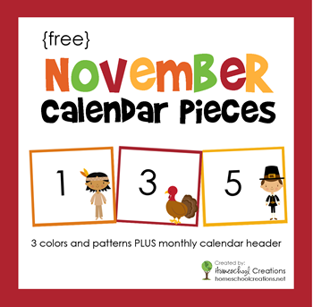 November Pocket Chart Calendar Pieces