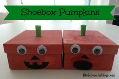 homeschool preschool - shoebox pumpkins