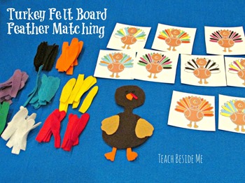 Homeschool Preschool - Turkey Felt Board Feather Matching