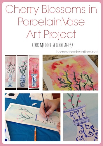 Cherry Blossom in Porcelain Vase art project from Homeschool Creations