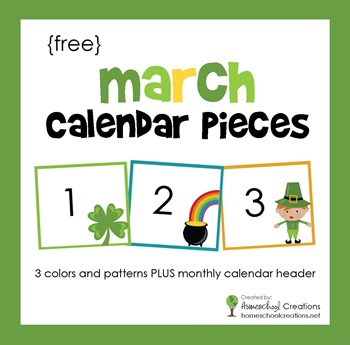 March pocket chart calendar pieces from homeschoolcreations.net