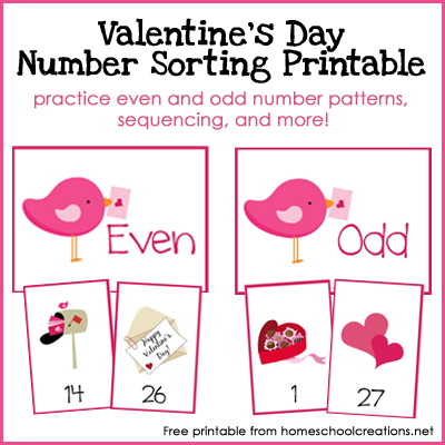 Valentine's Day Evan and Odd Number Sorting Printable