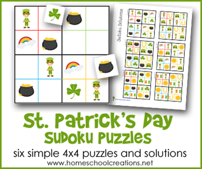 St Patrick's Day sudoku puzzles
