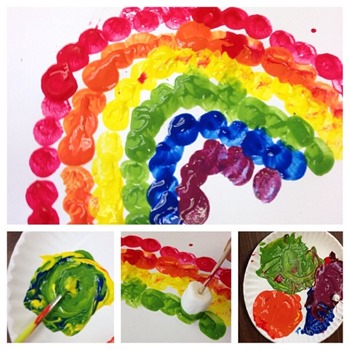 Rainbow marshmallow painting