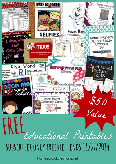 $50 in educational printables for free