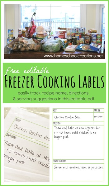 FREE freezer cooking labels | homeschoolcreations.net