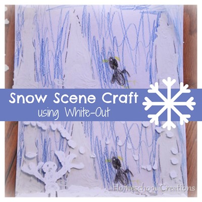 Snow scene craft using white out