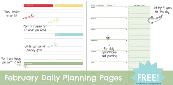 February Daily Planning Pages