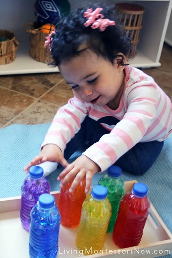 colored water sensory bottles