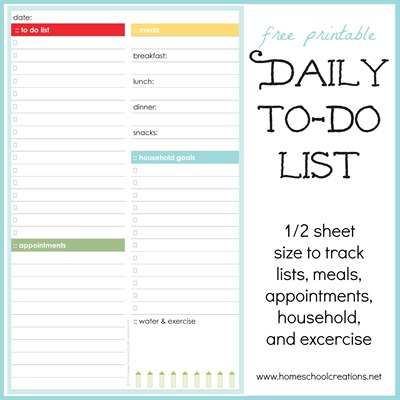 Daily to do list free printable