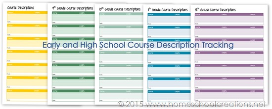 Early and high school course description tracking