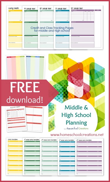 Middle and high school planning printables