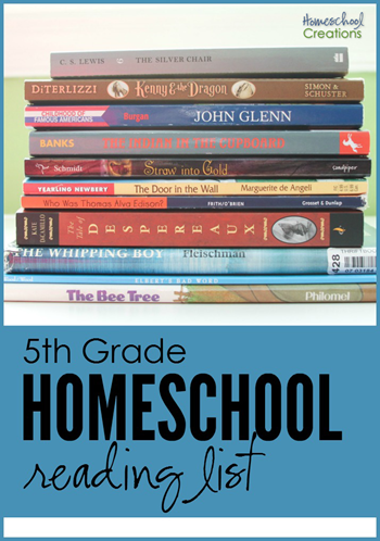5th grade homeschool reading list - book choices for the year from Homeschool Creations