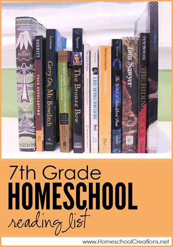 7th grade homeschool reading list - book choices for the year Homeschool Creations