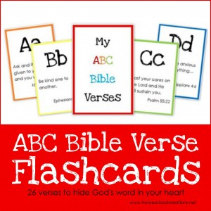 ABC Bible verse flashcards - 26 verses to hide God's word in your child's heart - Homeschool Creations