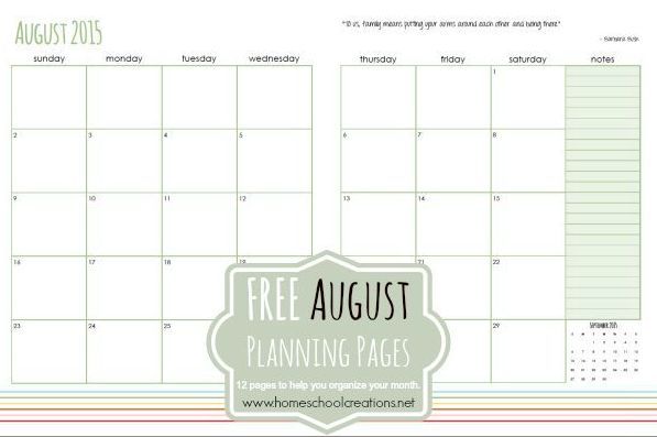 August 2015 Planning Pages at a Glance 2