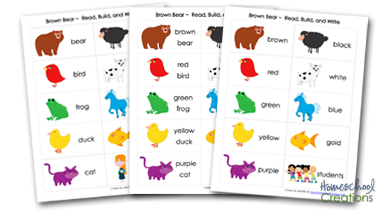 Brown Bear vocabulary word cards HomeschoolCreations.net