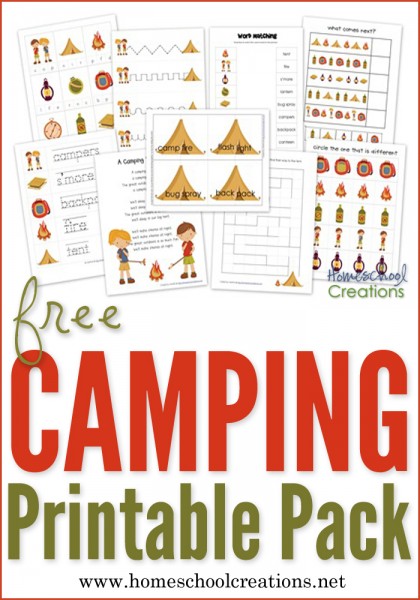 Camping printable pack for preschool and kindergarten