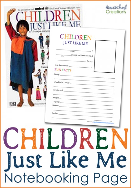 Children Just Like Me notebooking page