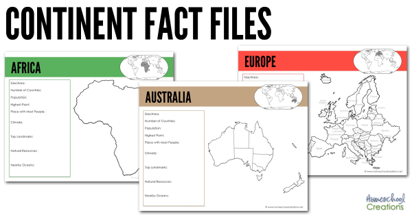 FREE Continent Fact Files Geography Helps for Kids Homeschool Giveaways