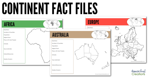 Continents Fact Files Printable - Geography Printables