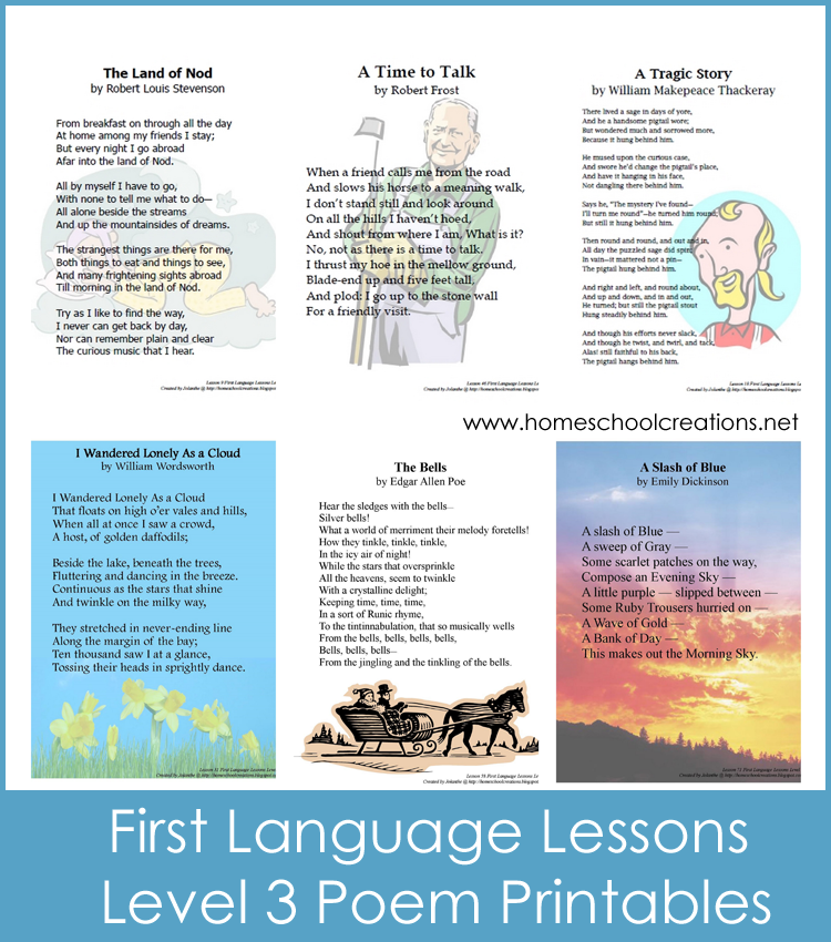 First language lessons poem printables