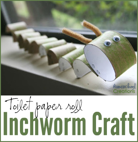 Inchworm craft made with toilet paper rolls