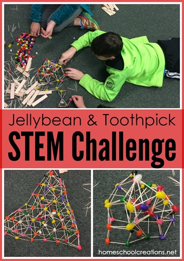 Jellybean and toothpick STEM challenge - building a structure that supports weight