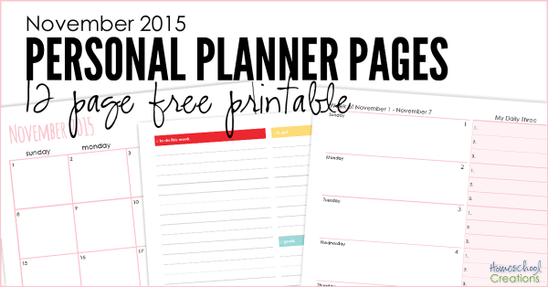 November 2015 personal planning pages - 12 pages to organize your month || HomeschoolCreations_edited-2