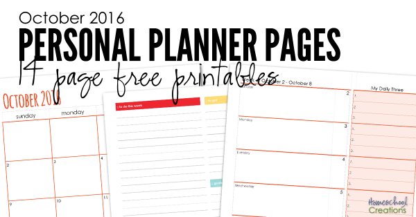 October 2016 planning pages - 14 free pages to plan the month of October