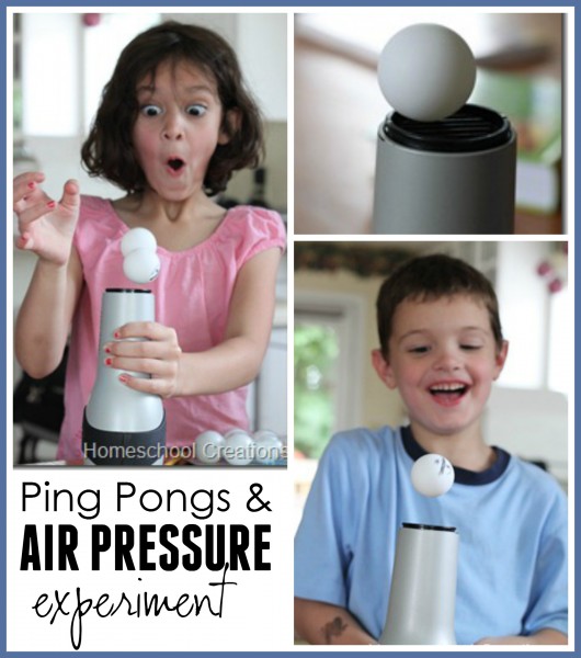 Ping pongs and air pressure experiment Homeschool Creations