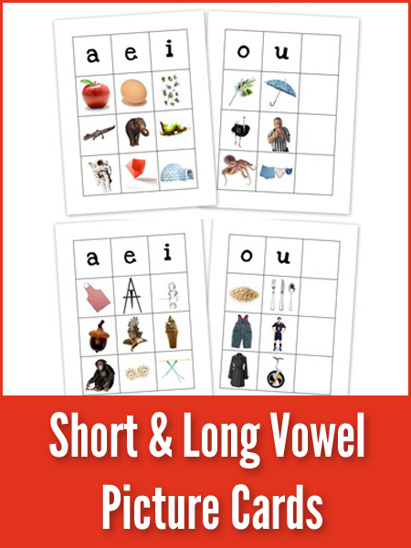 Short and long vowel picture cards