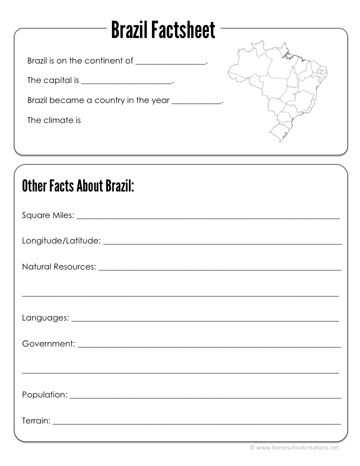 Brazil Geography Printables Free Printable Download